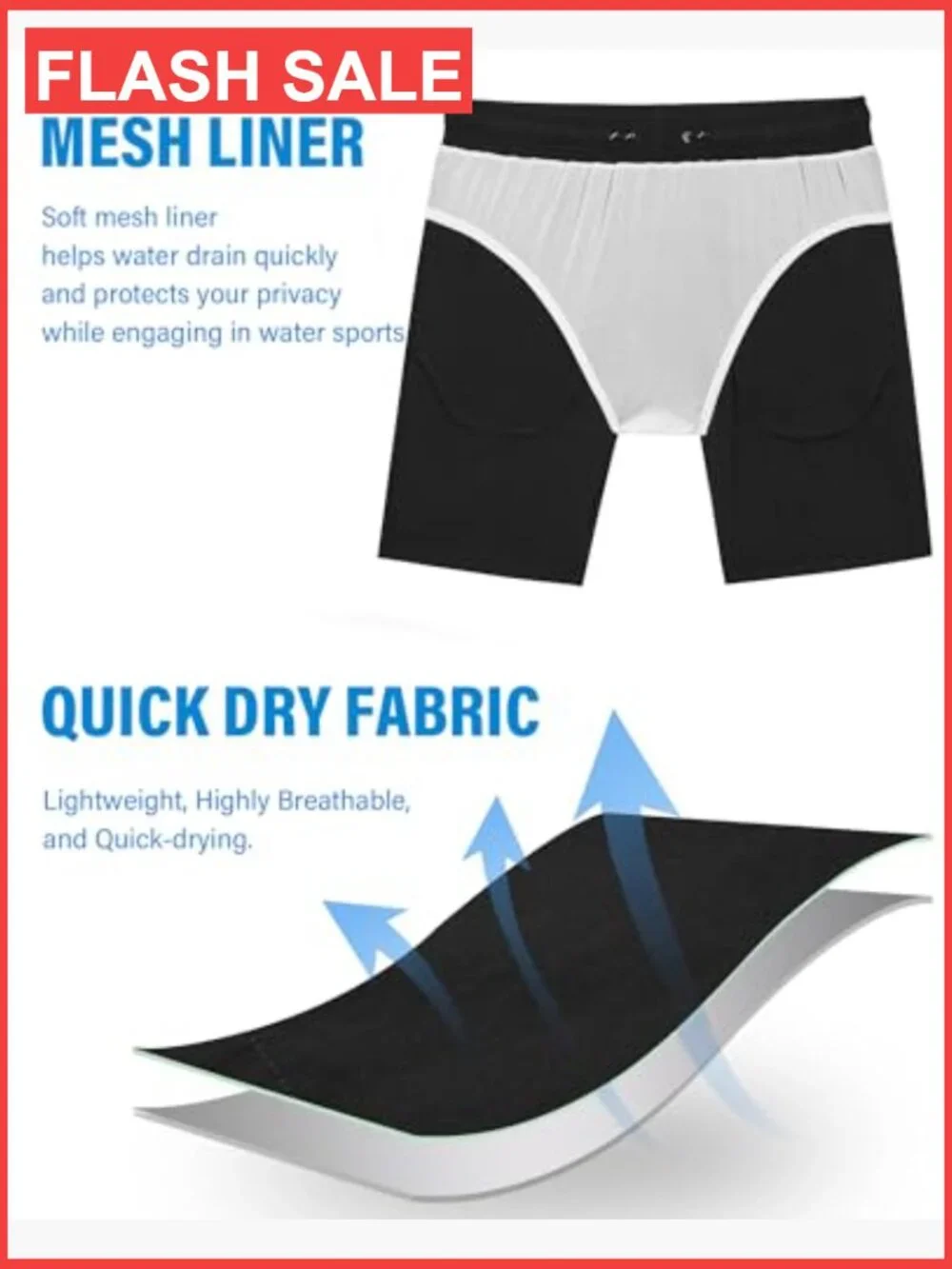 7in Mens Swim Trunks Quick Dry Stretch with Mesh Liner Pockets
